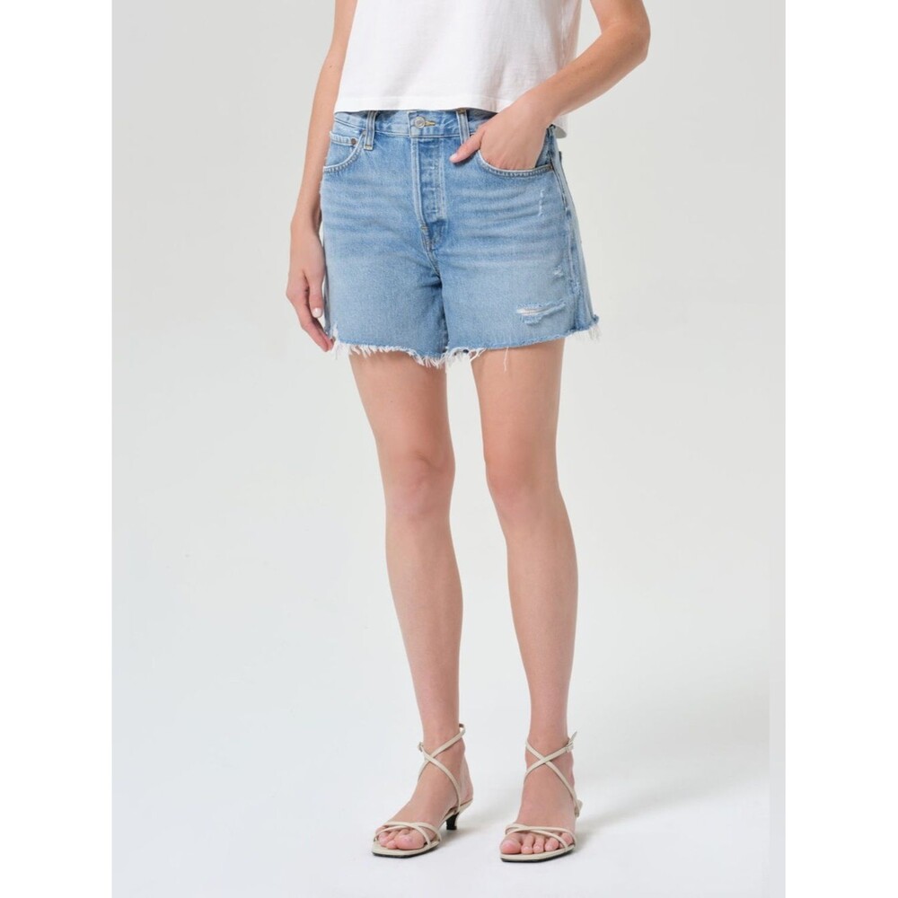 Agolde Light Blue Distressed Denim Cutoff Shorts Sz 29 Coastal Casual Chic